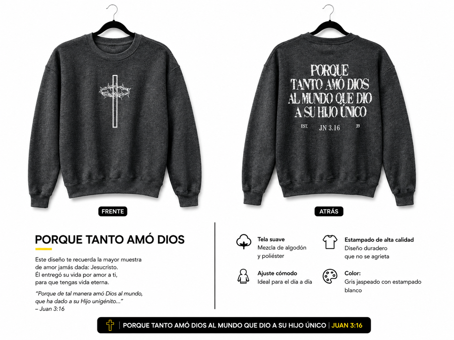 Sudadera Juan 3:16 Por Que De Tal Manera 
